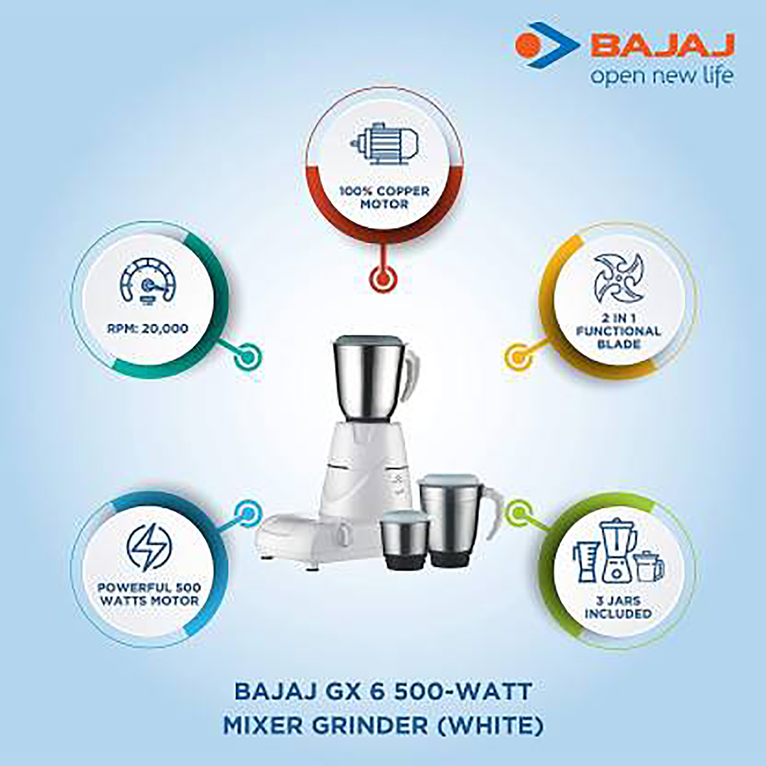 bajaj gx11 600w mixer grinder